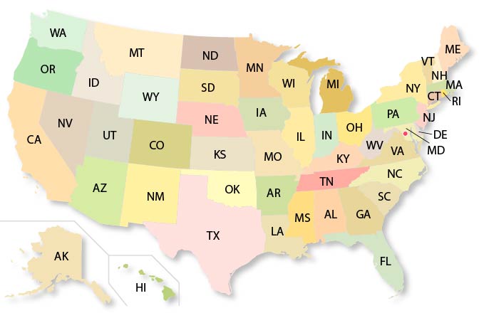 state specific map us